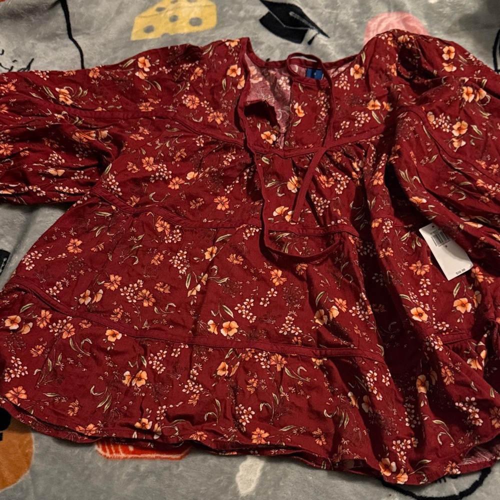 Floral Red Women's Top old navy